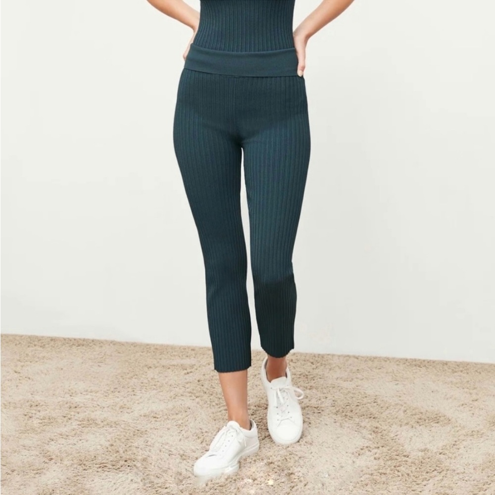 MM Lafleur NWT Finley 1.0 Ribbed Jardigan Knit Legging in Deep Sea XL